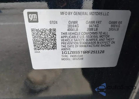 2024 Chevrolet Malibu Fwd Ls from USA, damaged, VIN 1G1ZB5ST6RF251128